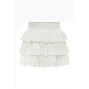 Pleat Luna Tiered Skirt White Shimmer Ruffle Smocked Waist Kids Size 12 NWT